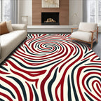 Crimson Navy Swirl Animal Print Rug