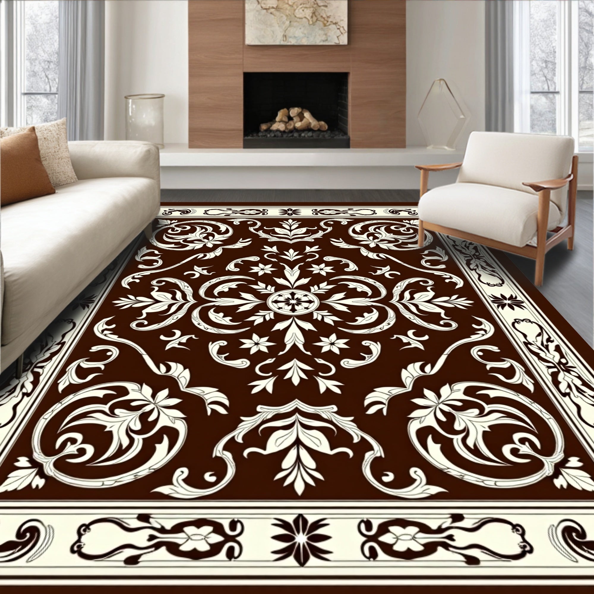 Classic Floral Scrollwork Design Rug