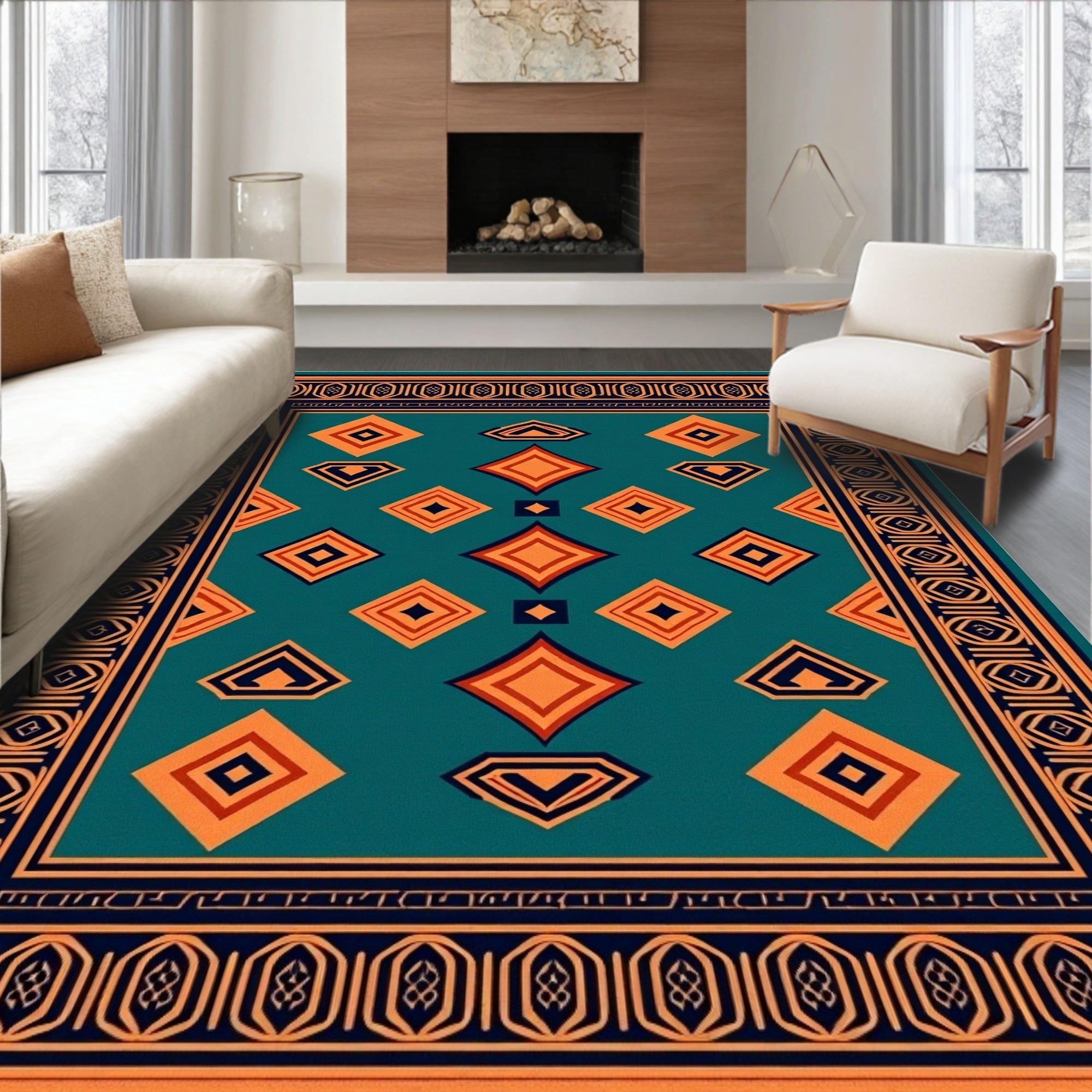 Geometric Diamond Pattern Regal Rug