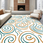 Teal Gold Abstract Swirls Rug