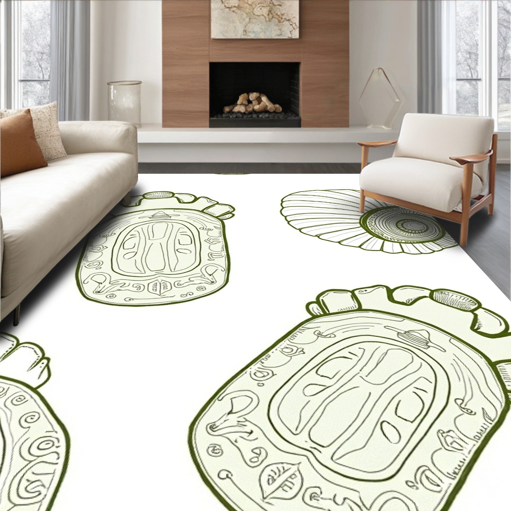Archival Jade Shell Motif Rug