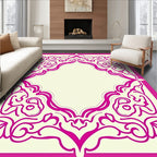 Ornate Flourish Design Pink Rug