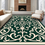 Ornate Ivory Floral Scrollwork Rug