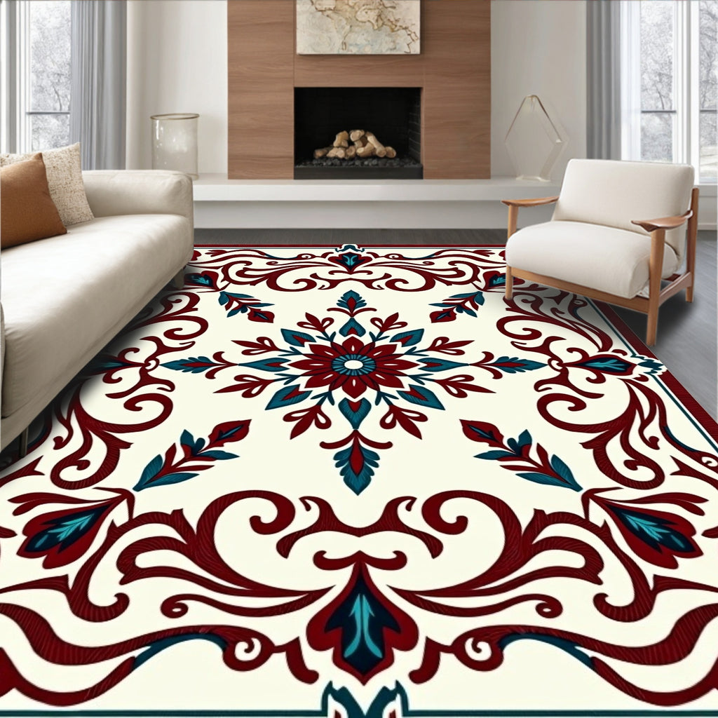 Ornate Floral Lattice Design Rug