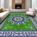 Green Mandala Floral Pattern Rug