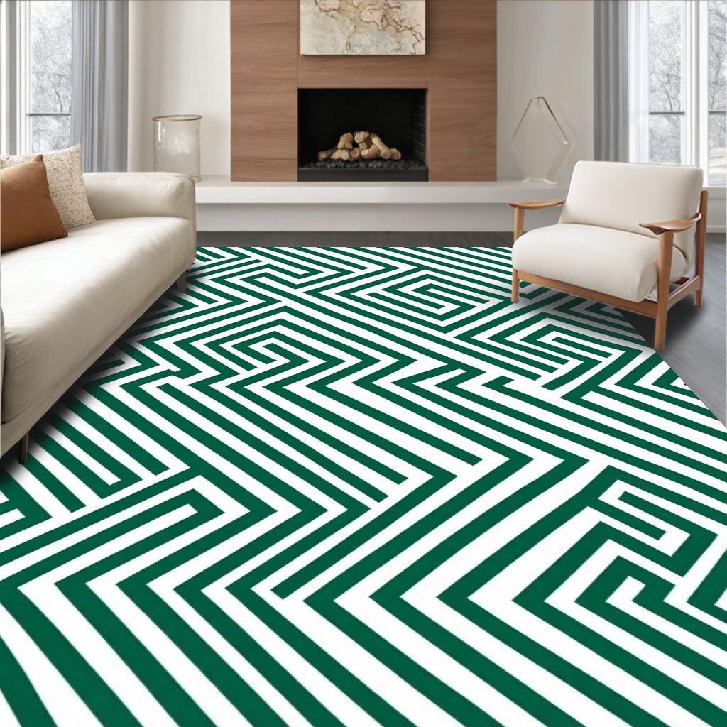 Modern Geometric Maze Pattern Rug
