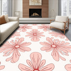 Retro Floral Outline Print Rug