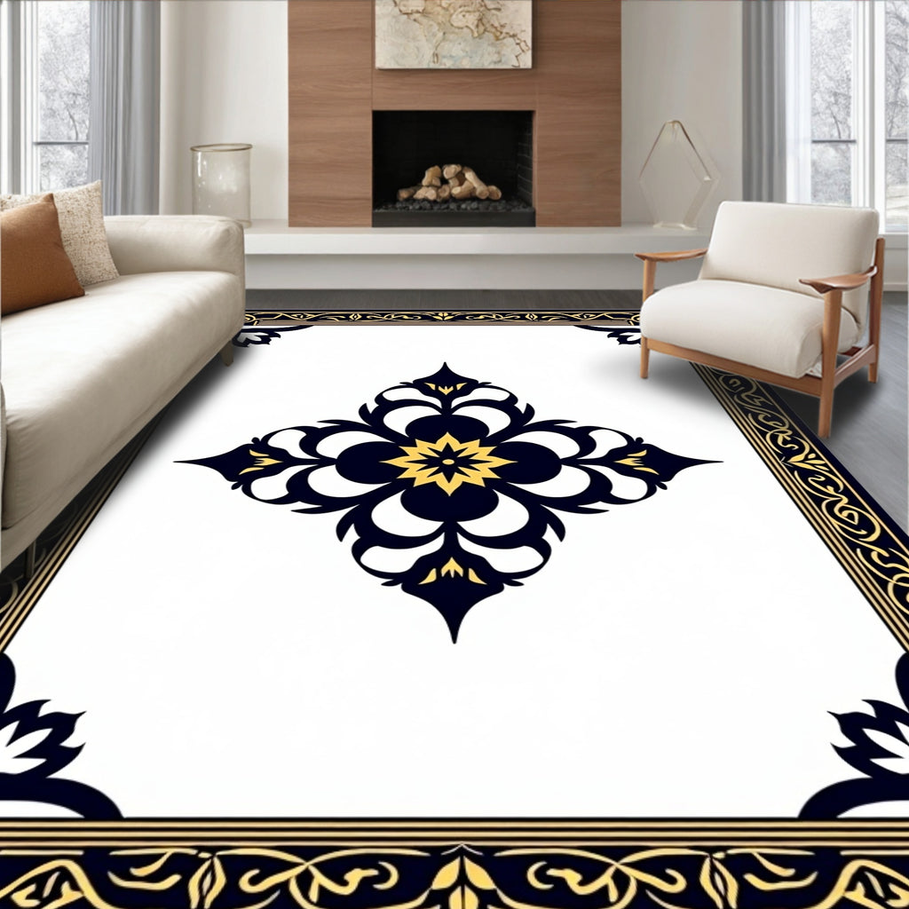Elegant Floral And Bordered Design Rug