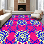 Radiant Blue Yellow Floral Pattern Rug