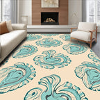 Abstract Swirl Crane Pattern Rug