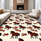 Earthy Horse Tribal Pattern Design Rug