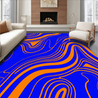 Amorphic Swirl Blue Orange Pattern Rug