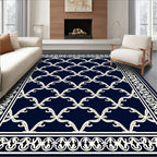 Ornate Lattice Border Geometric Design Rug