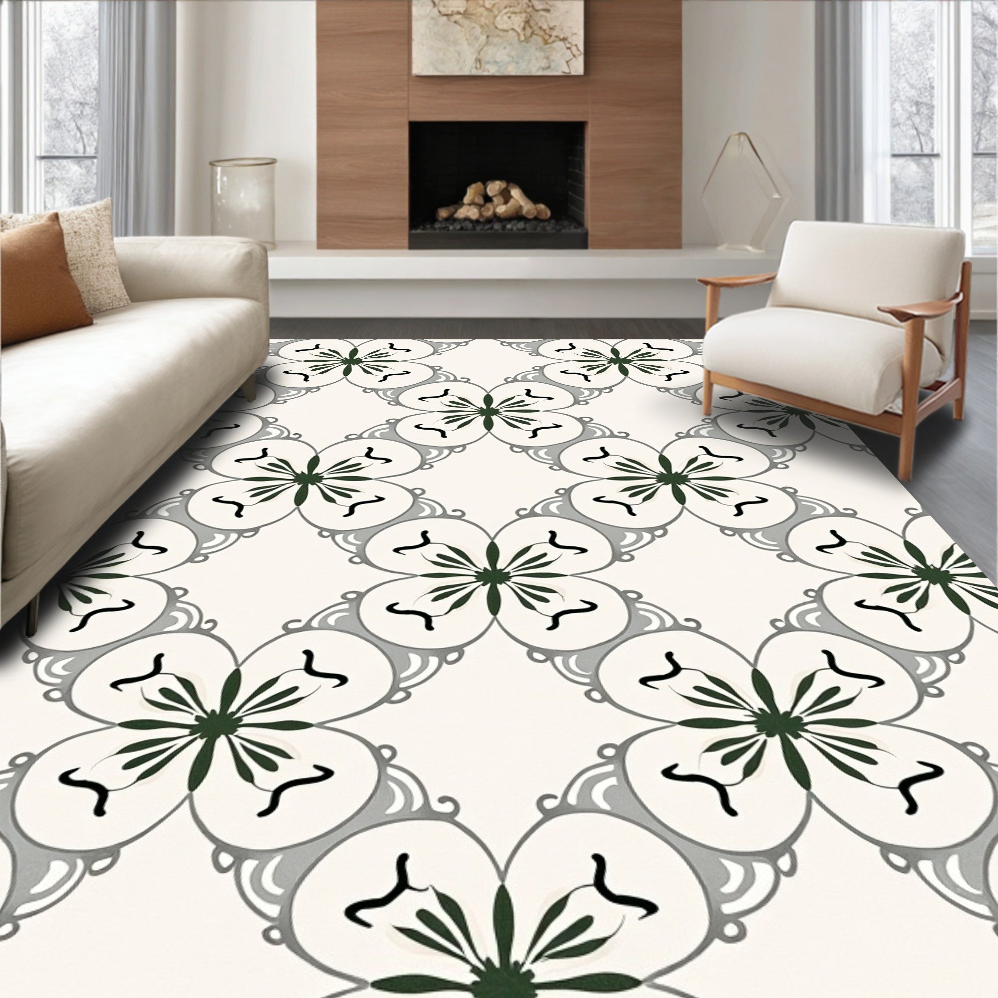 Nature Inspired Petal Geometric Design Rug