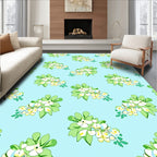 Fresh Floral Pattern With Light Blue Backdrop Rug