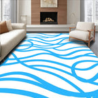 Abstract Blue Wave Pattern Rug