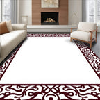 Ornate Maroon Swirl Border Design Rug