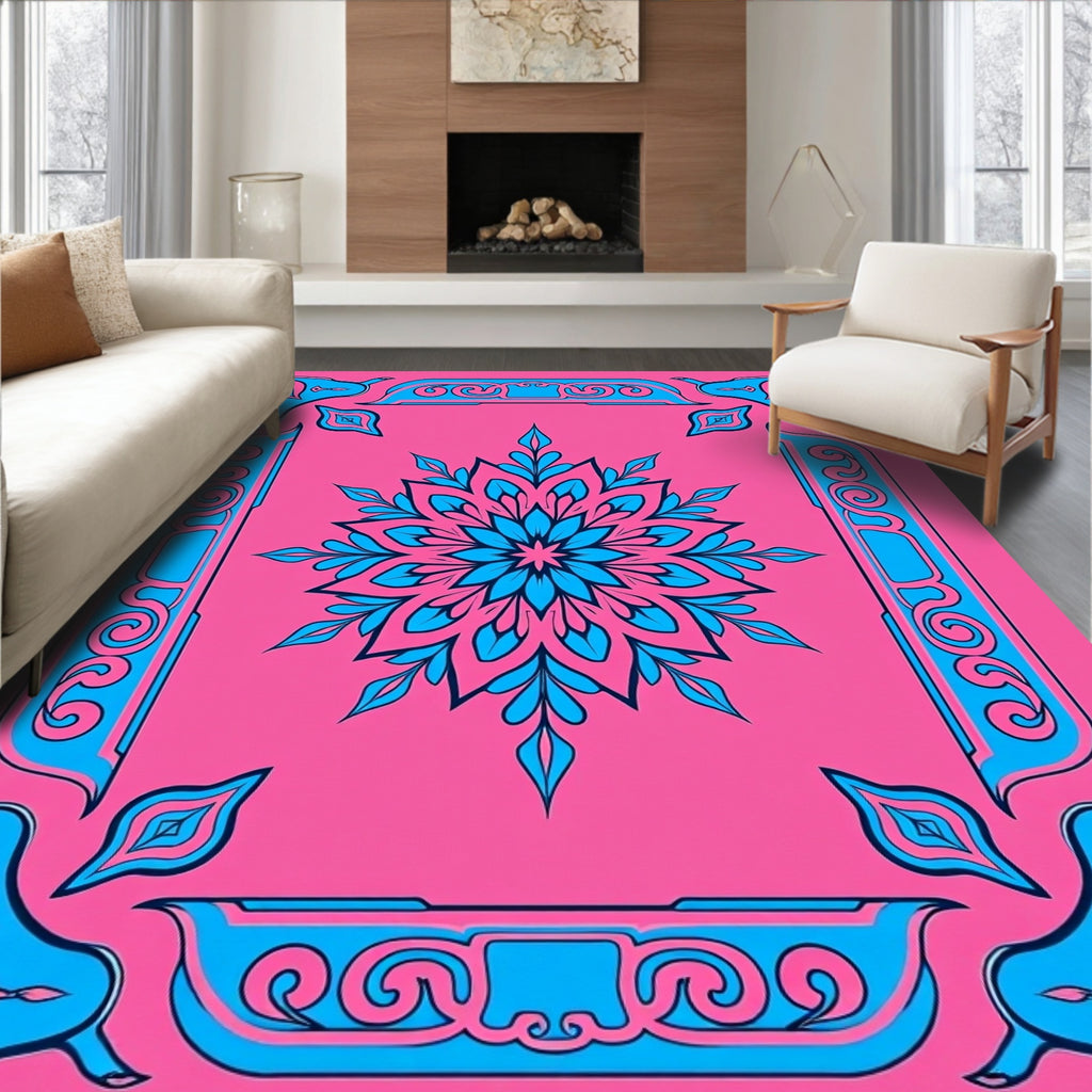 Bold Geometric Floral Pattern Rug