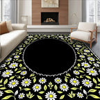 Floral Daisy Pattern Dark Rug