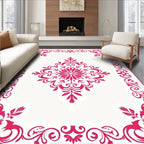 Elegant Magenta Floral Medallion Corner Rug