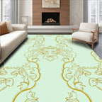 Gold Swirling Floral Damask Rug