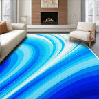 Abstract Blue Swirls Pattern Rug