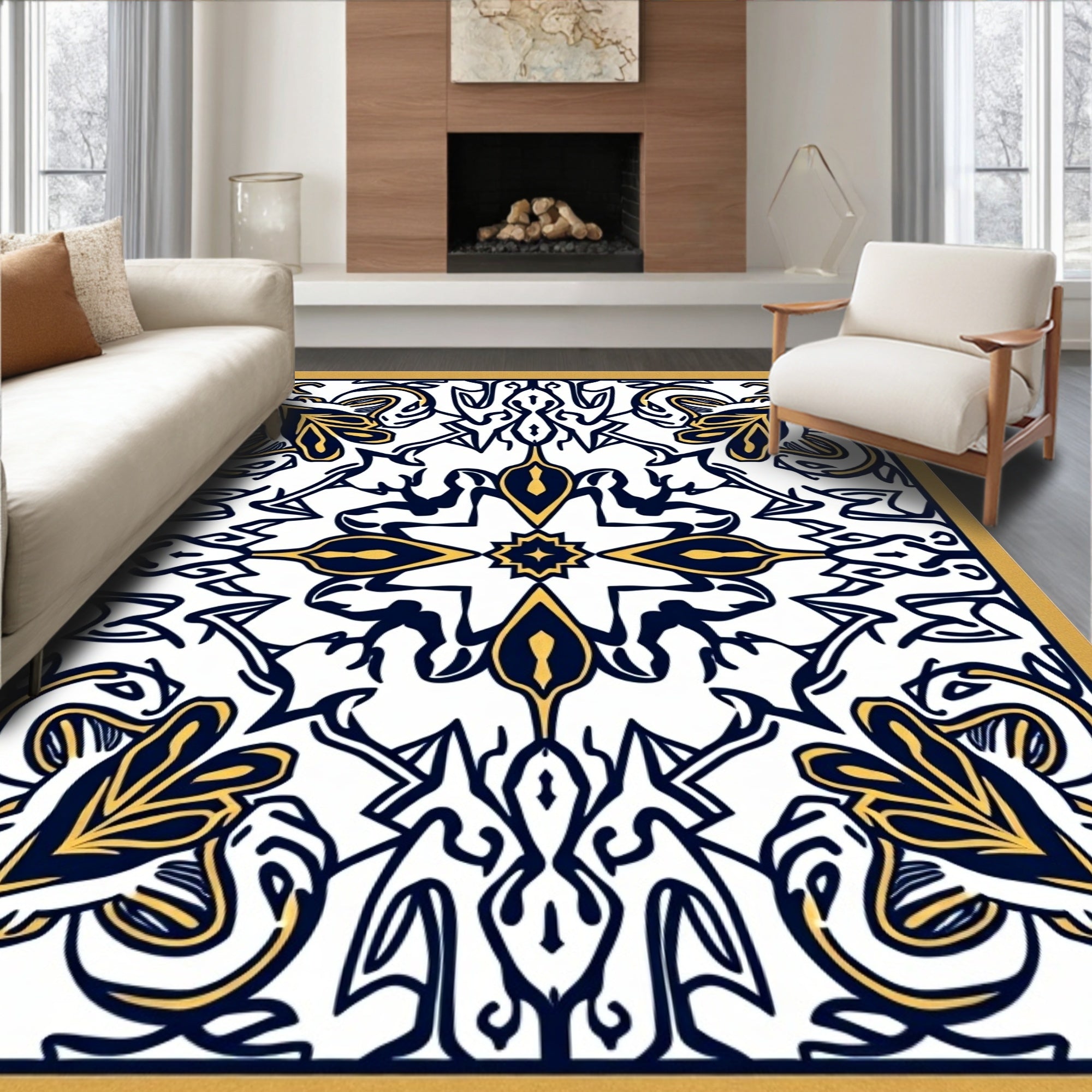 Navajo Inspired Floral Symmetry Rug