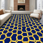 Abstract Honeycomb Gold Pattern Rug