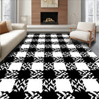 Bold Black White Checkered Pattern Rug