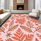 Terracotta Leaf Pattern Design Rug