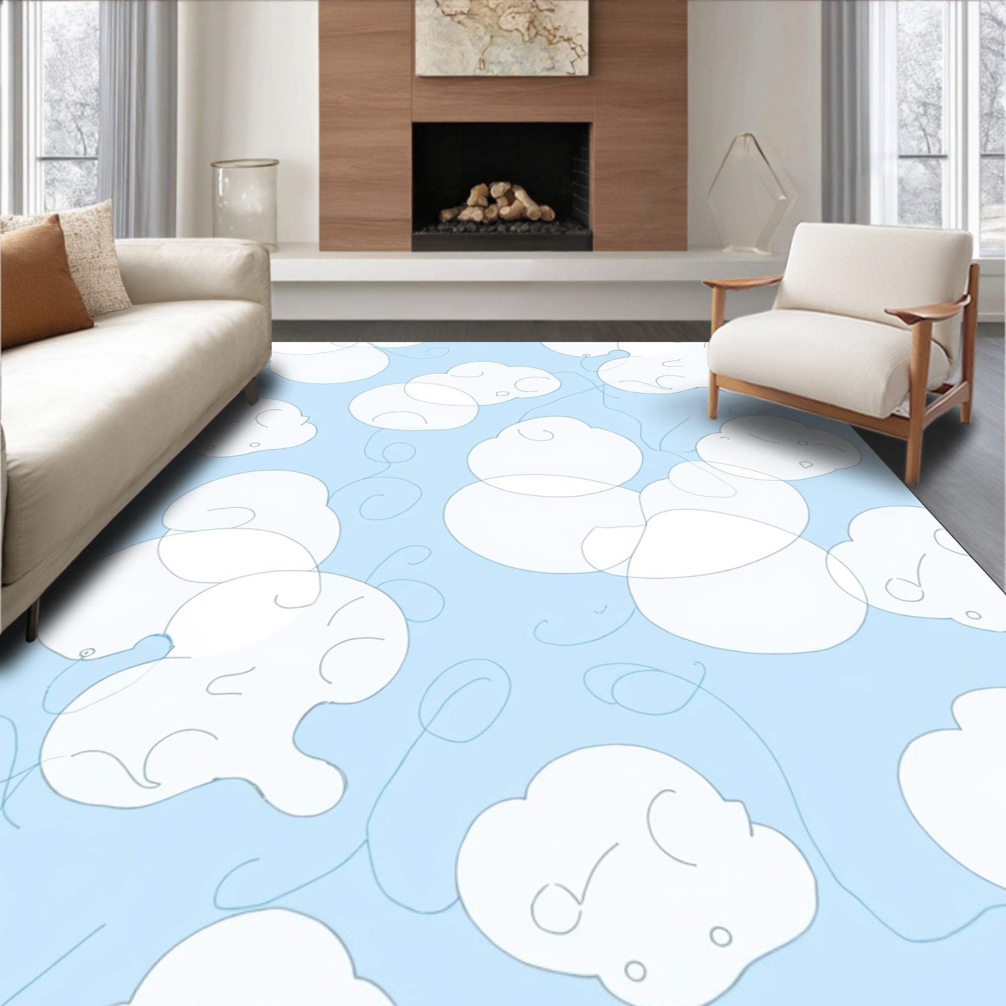 Dreamy Cloud Pattern Design Rug