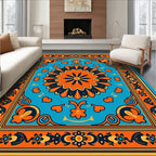 Vibrant Floral Medallion Border Rug