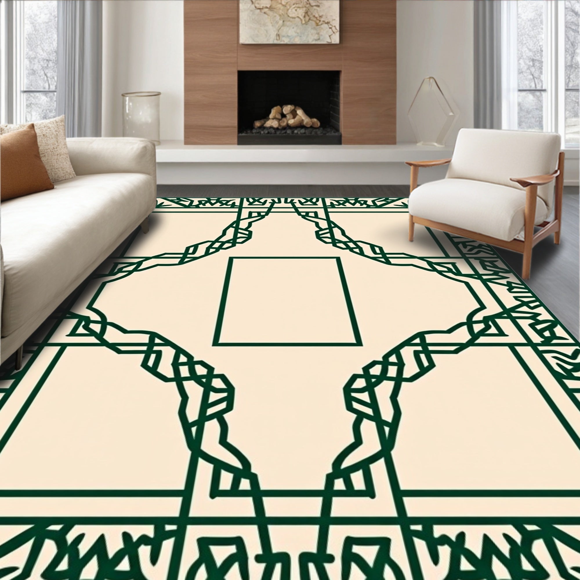 Elegant Intertwined Geometric Lattice Rug