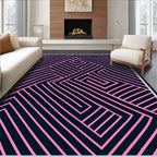 Pink Lines Geometric Maze Rug