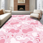 Playful Pink Abstract Organic Shapes Rug