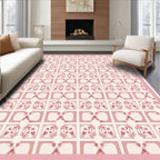 Pink Geometric Floral Tile Rug