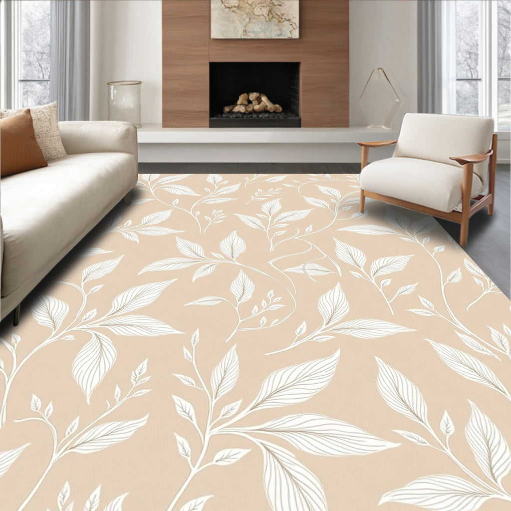 Delicate Branches And Leaves Pattern Rug