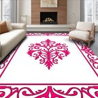 Ornate Pink Floral Damask Design Rug