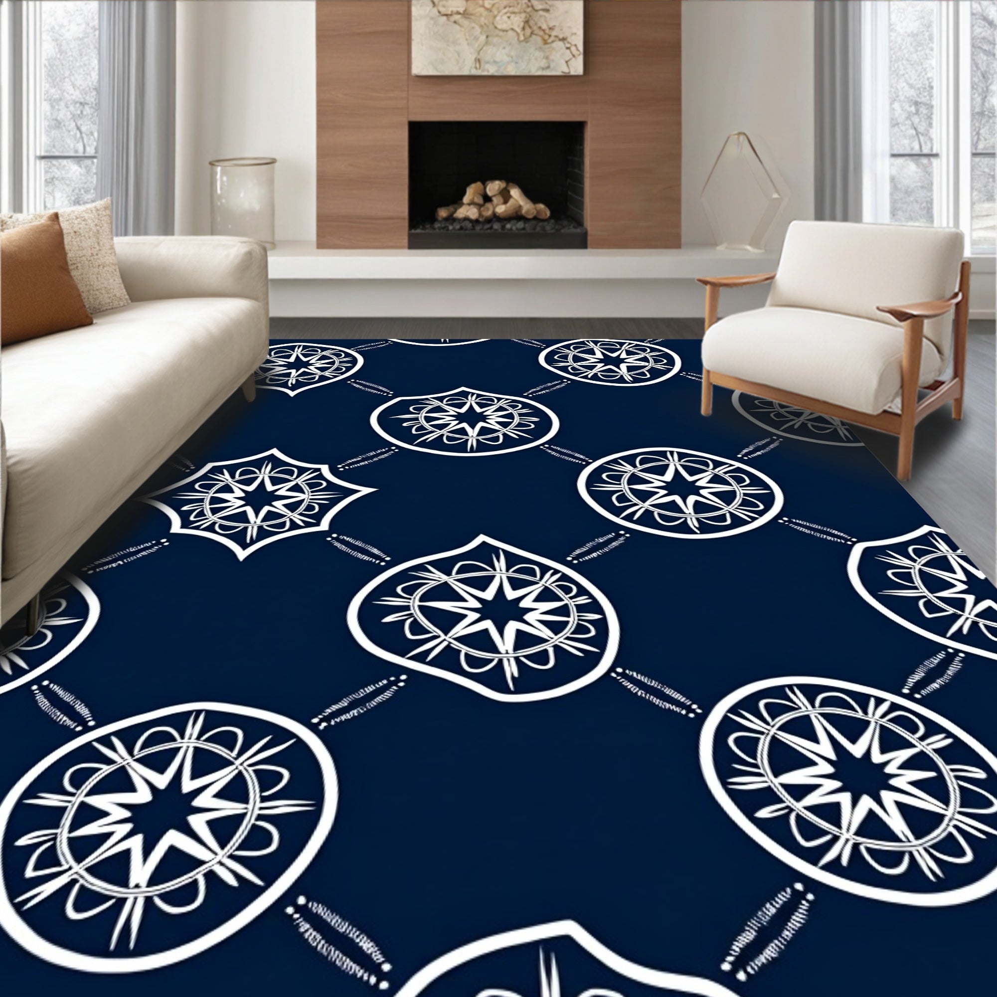 Ornate Star Burst Mandala Pattern Rug