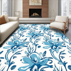 Blue Stylized Floral Vines Rug