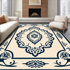 Classic Navy Cream Medallion Design Rug