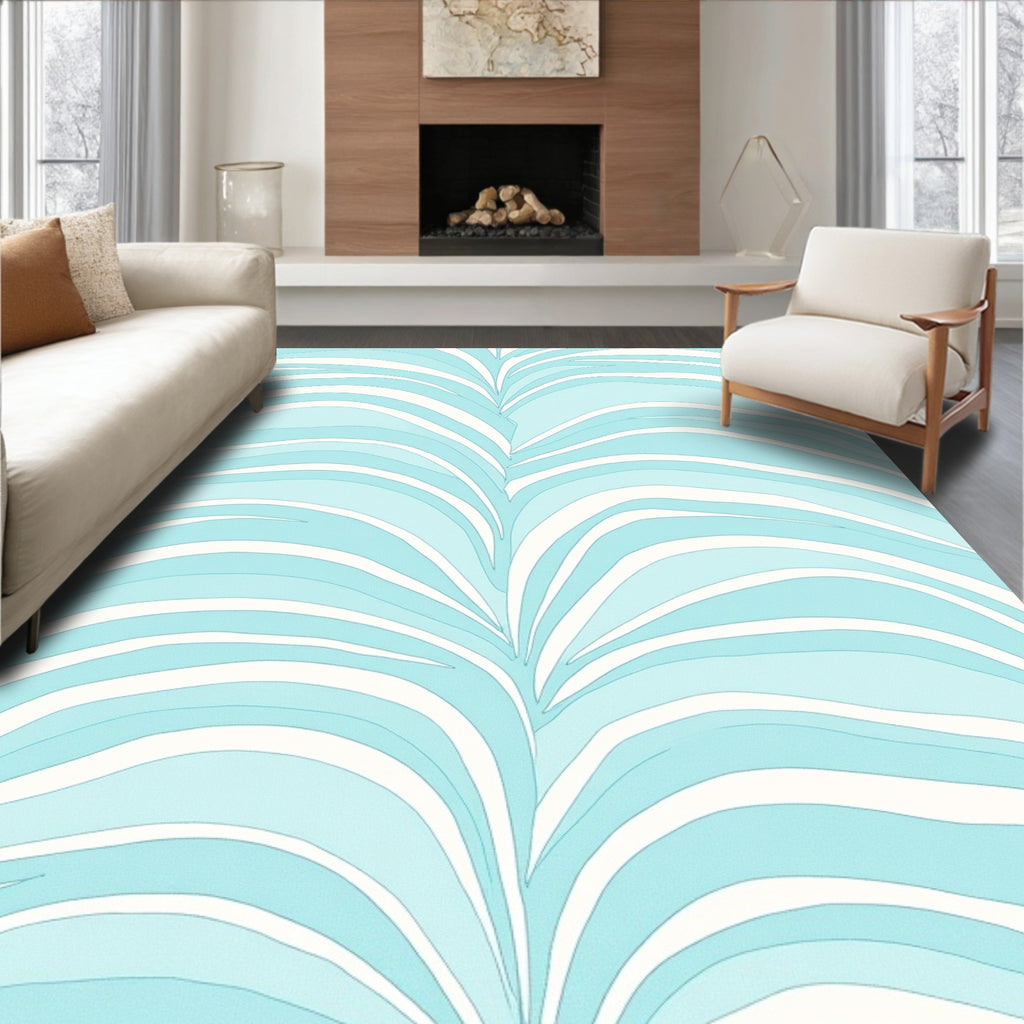 Cool Blue Layered Abstract Design Rug