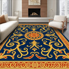 Classic Ornate Scrollwork Cobalt Rug