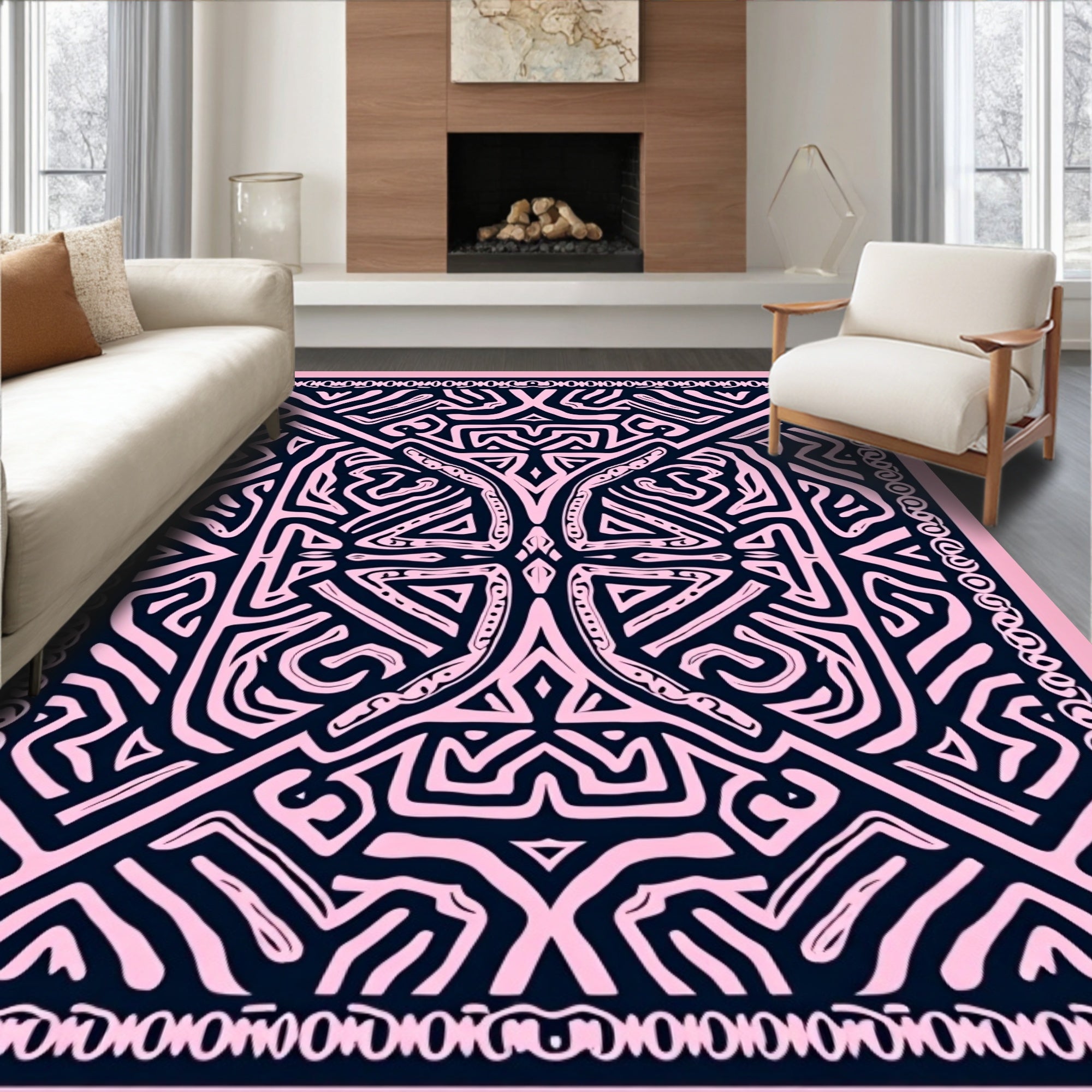 Abstract Intricate Tribal Pattern Rug