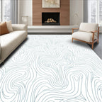 Abstract Blue Wave Pattern Rug