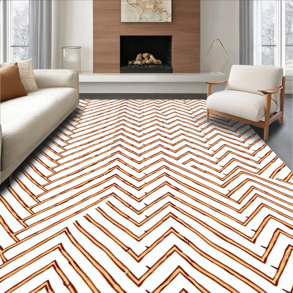 Rustic Woven Herringbone Pattern Rug