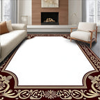 Elegant Red Gold Floral Border Rug