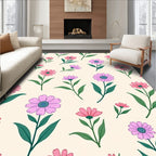 Pink Purple Daisy Floral Pattern Rug