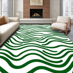 Green Wavy Striped Surface Pattern Rug