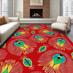 Vibrant Peacock Feather Pattern Rug